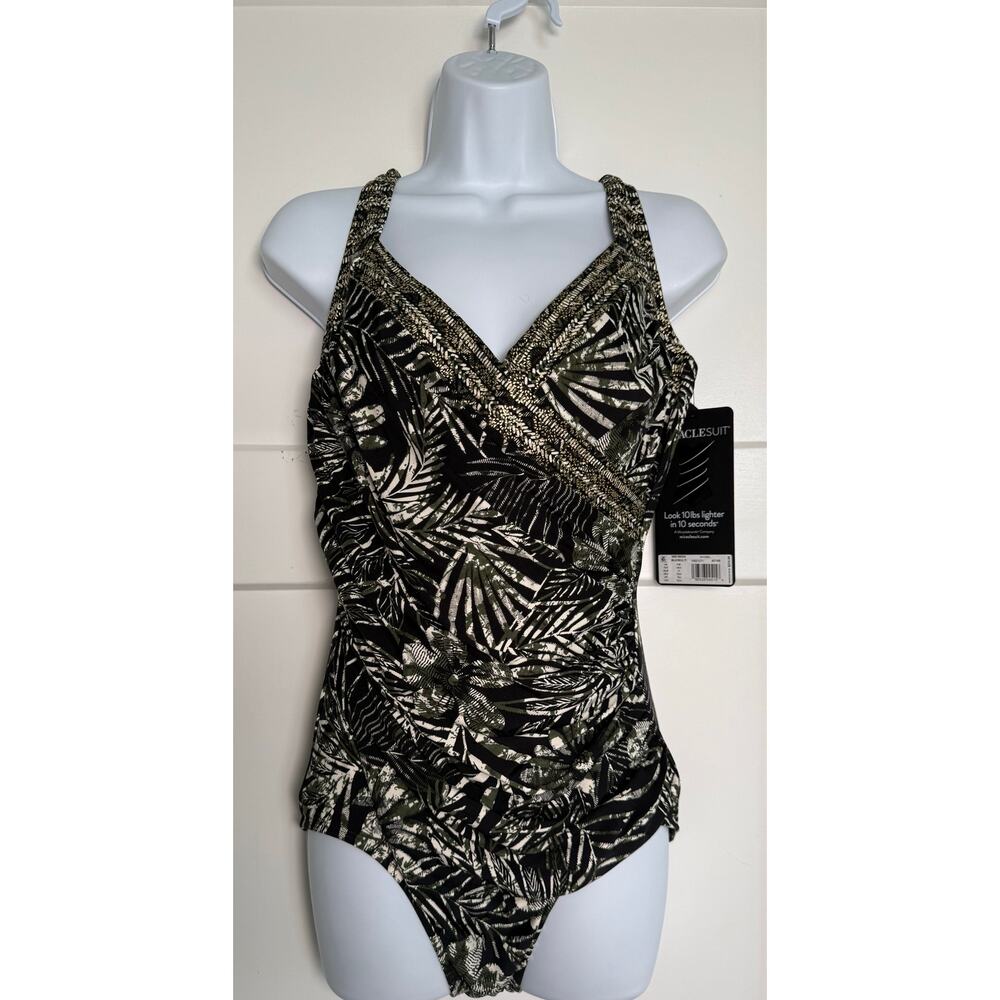 Miraclesuit Zahara Sanibel One Piece Swimsuit Size 16W Green Black Underwire
